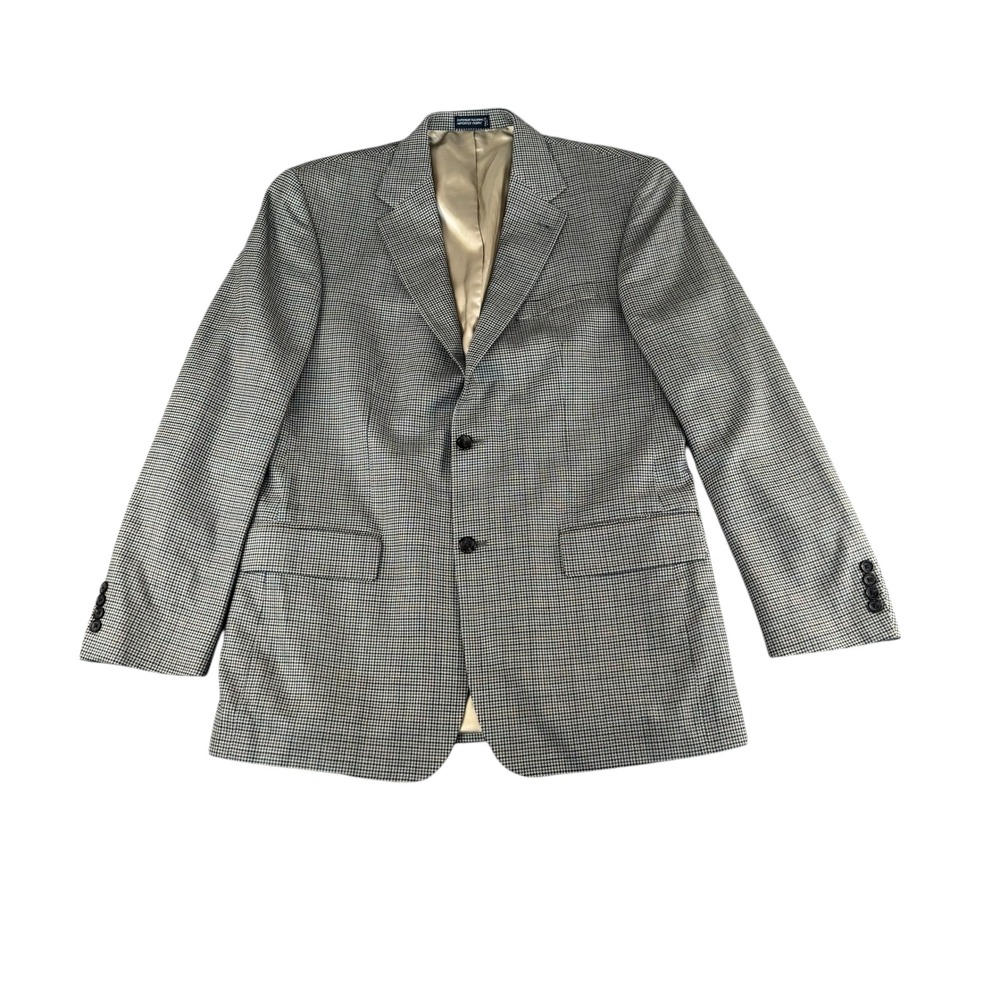Nautica Mens Silk Wool Houndstooth Blazer Sport Coat Grey 42L N772